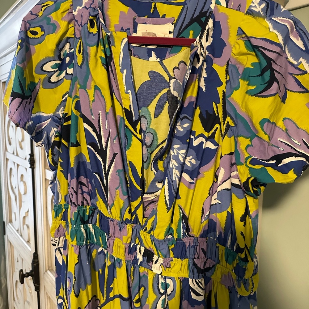 Anthropologie Floral Yellow and Blue Dress - Picture 2 of 5